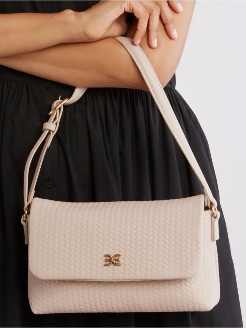 Sam Edelman NWT Leather Purse - Eva Woven Shoulder Bag - beige